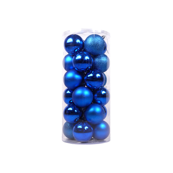 Set of 24 Blue Baubles - 8 cm