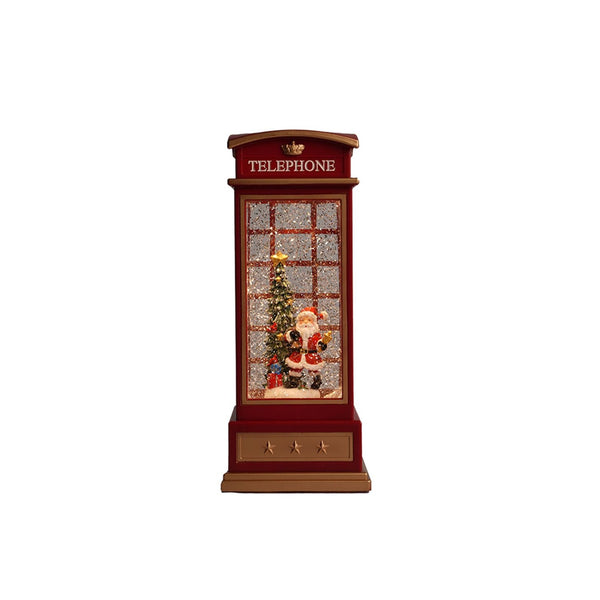 Gold and Red Christmas Phone Booth - 25 cm