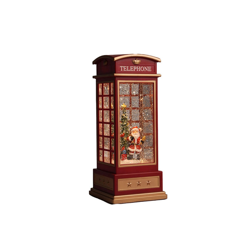 Gold and Red Christmas Phone Booth - 25 cm