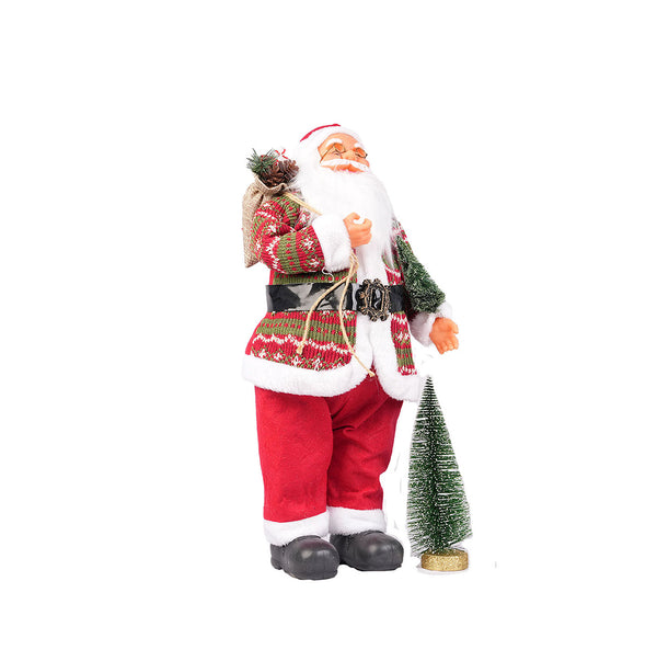 Red and White Sweater Santa with Tree - 60 cm