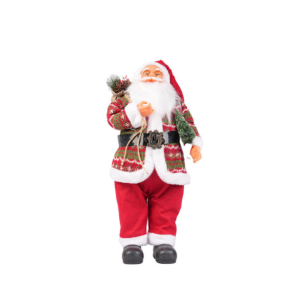 Red and White Sweater Santa with Tree - 60 cm