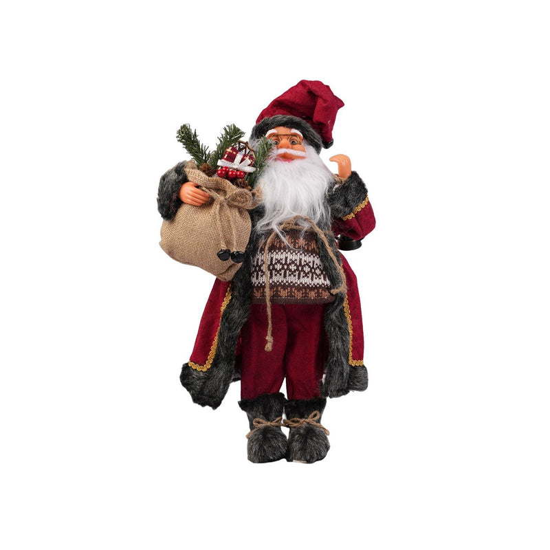 Red and Grey Sweater Santa with Gifts and Lamp - 45cm