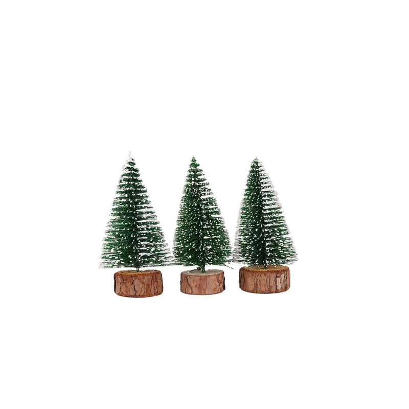 Set of Green 3 Bottle Brush Tree - 10 cm