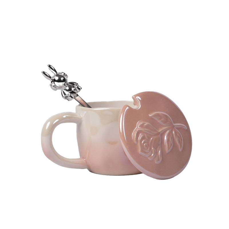 Floral Ceramic Mug with Spoon