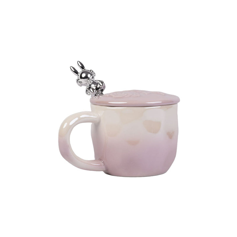 Floral Ceramic Mug with Spoon