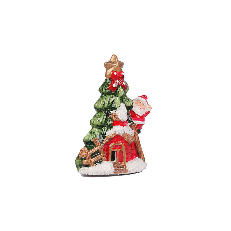 Lit Santa With Christmas Tree - 15 cm