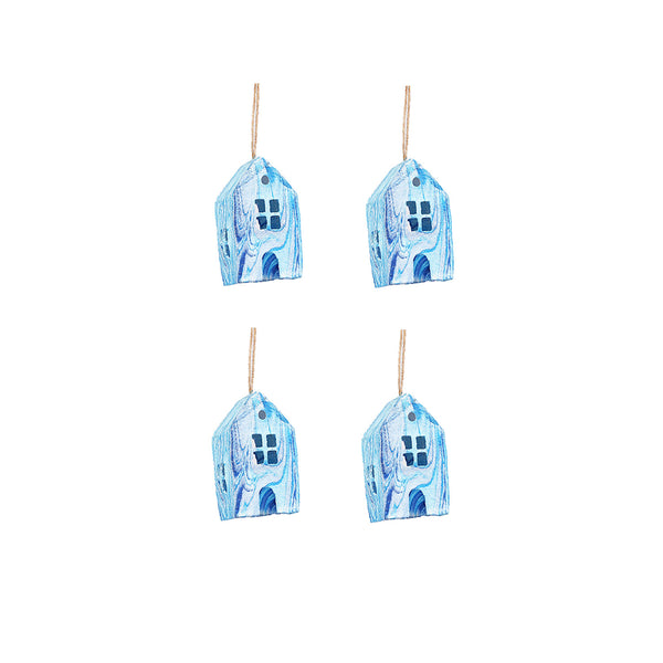 Set Of 4 Hanging Hut Cotton Mache