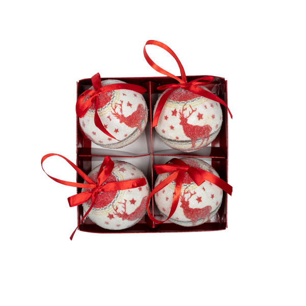 Set of 4 Decorative Sparkle Baubles - 8cm