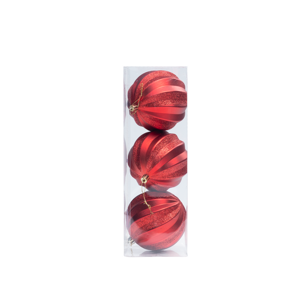 Set of 3 Fancy Swirl Baubles - 10cm