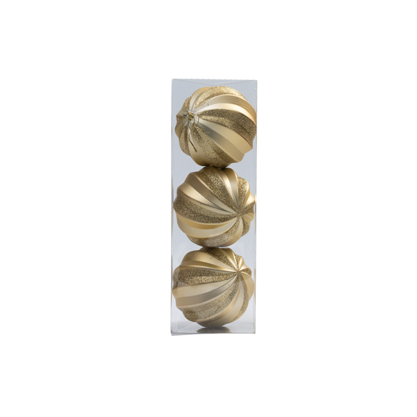 Set of 3 Fancy Swirl Baubles - 10cm