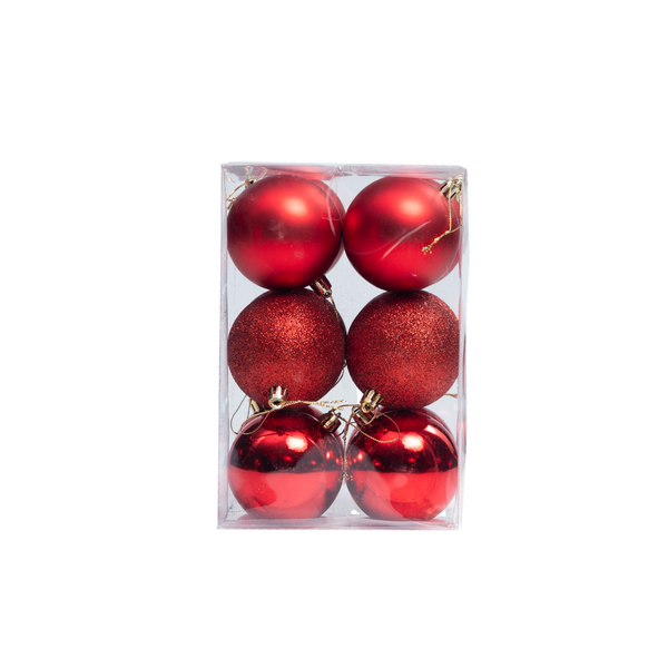 Set of 6 Festive Baubles 7cm