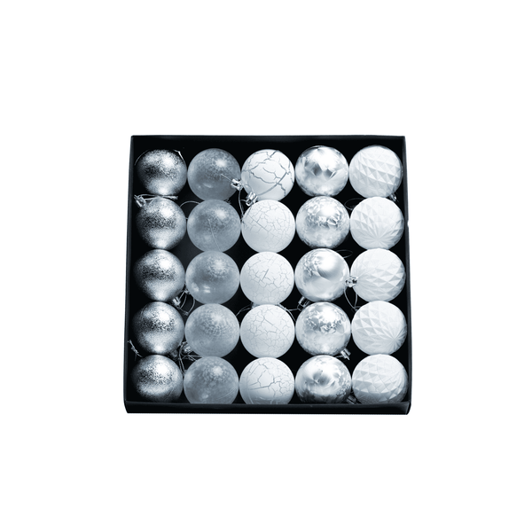 Set of 25 Multi Textured Christmas Baubles - 6cm