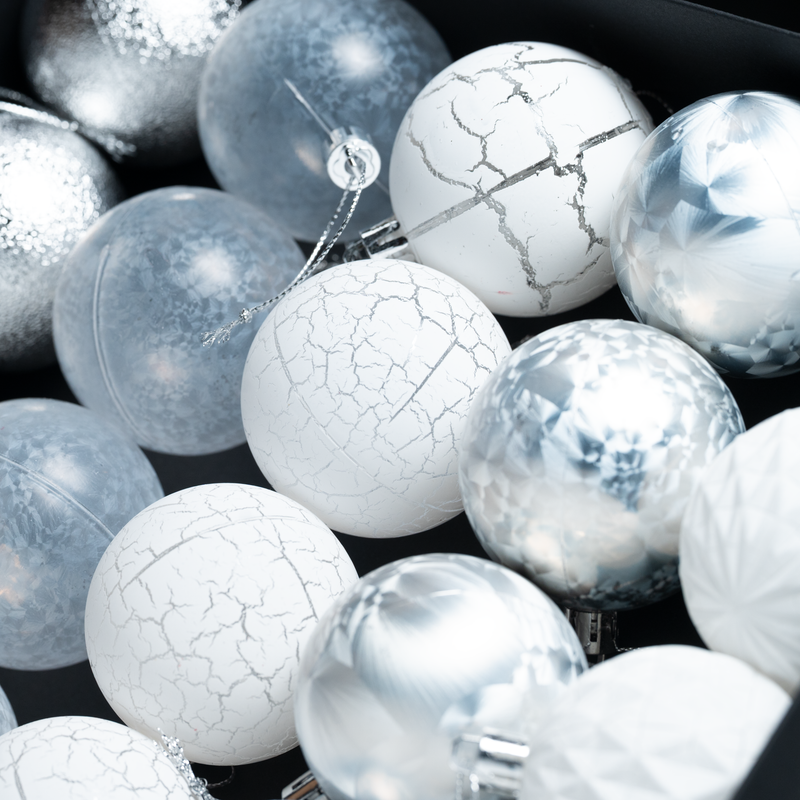 Set of 25 Multi Textured Christmas Baubles - 6cm
