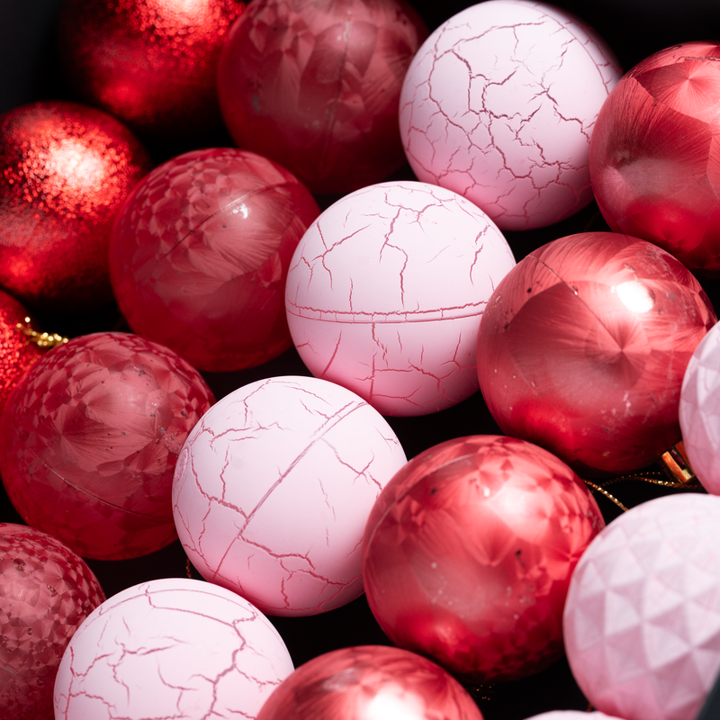 Set of 25 Multi Textured Christmas Baubles - 6cm