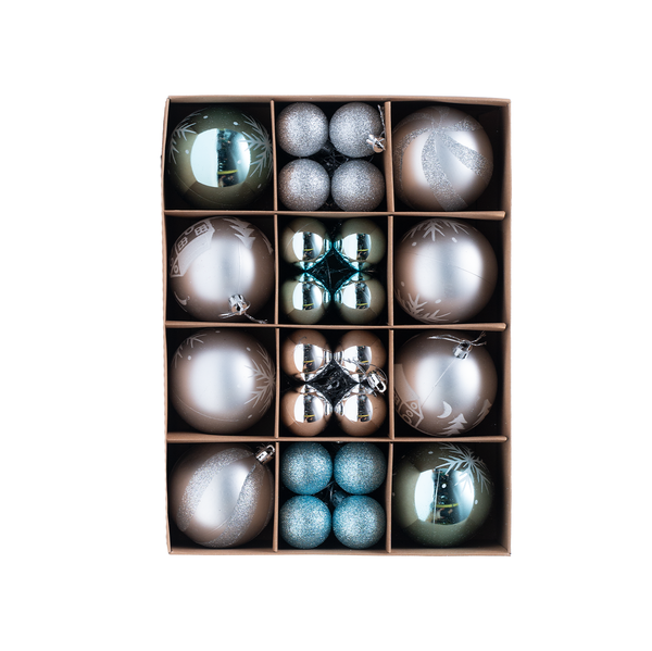 Set of 40 Silver & Blue Christmas Baubles