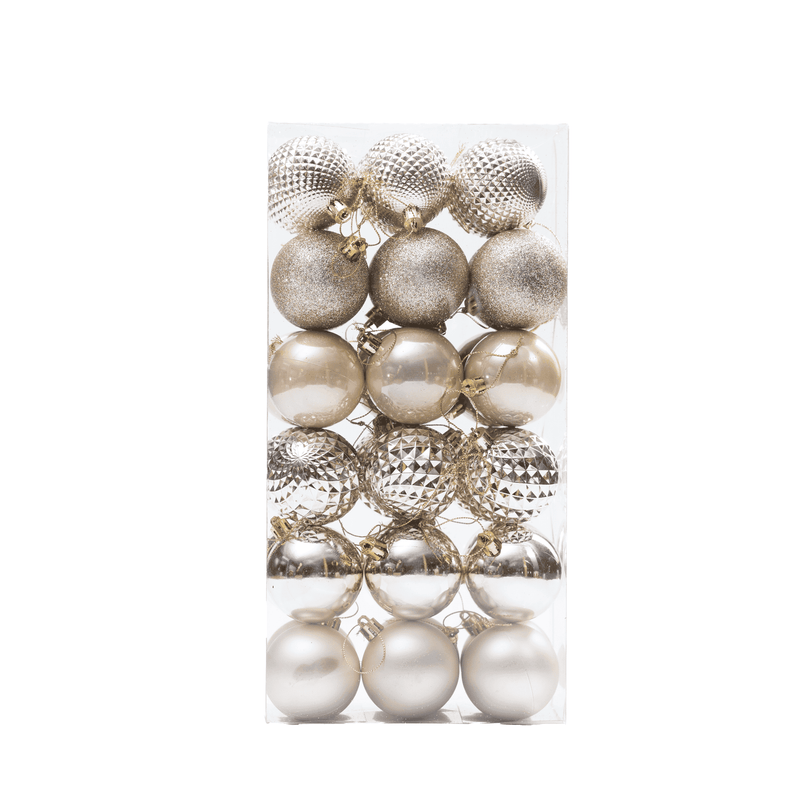 Set of 36 Christmas Baubles in Different Shades