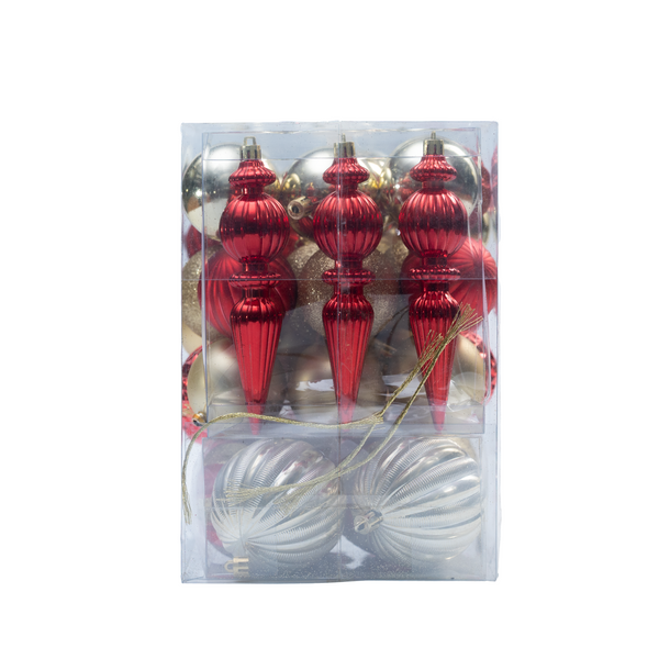 Set of 36 Multi Coloured Baubles & Ornaments