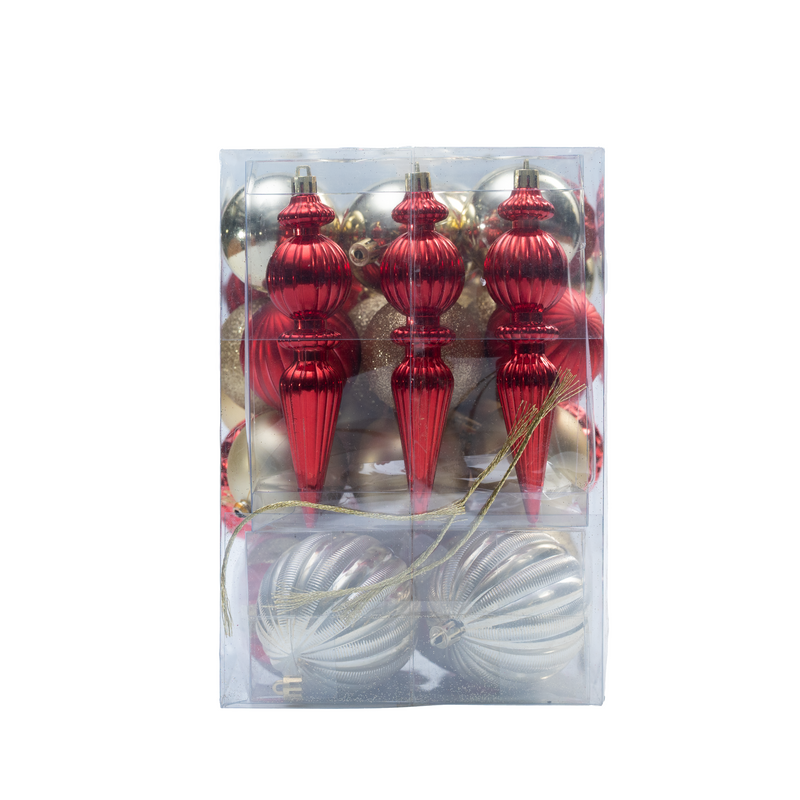 Set of 36 Multi Coloured Baubles & Ornaments