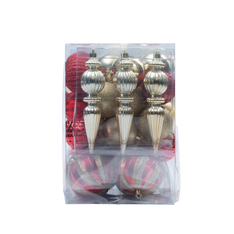 Set of 36 Multi Coloured Baubles & Ornaments