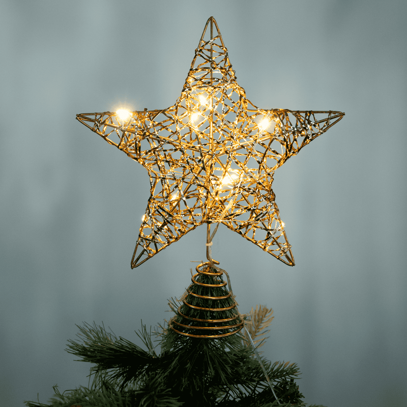 Lit Glitter Star Christmas Tree Topper