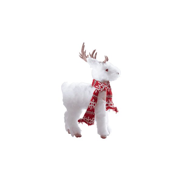 White Fur Fancy Christmas Reindeer Table Top