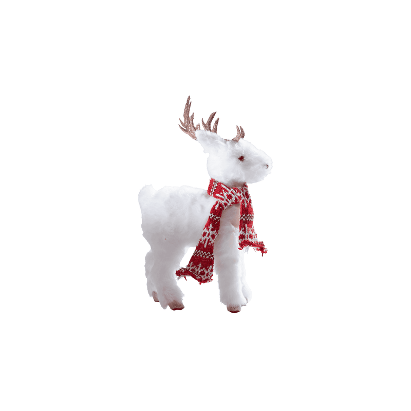White Fur Fancy Christmas Reindeer Table Top