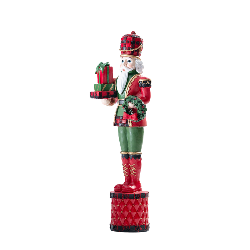 Soldier Inspired Christmas Nutcracker with a Gift Box - 15 cm
