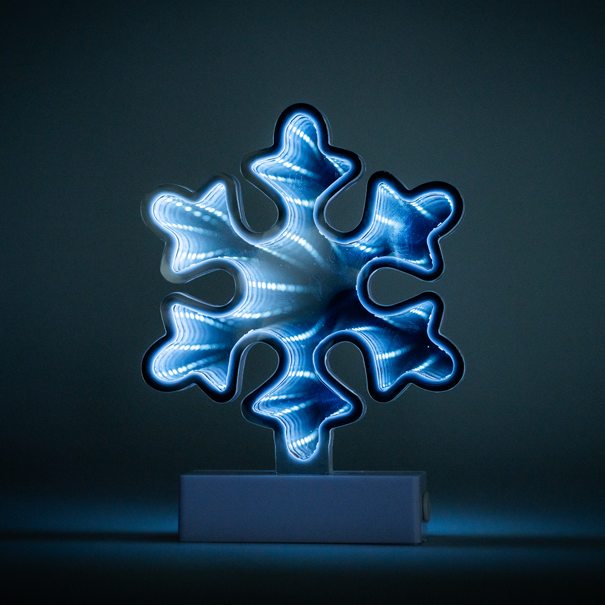 Lit Blue Snowflake Christmas Table Top