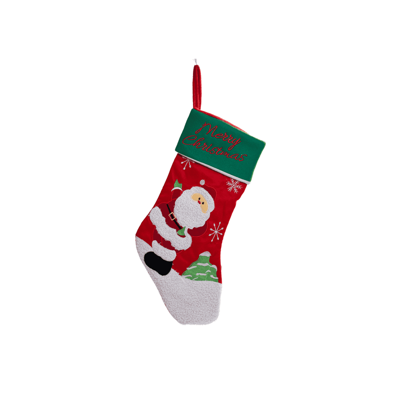 Red & Green Merry Christmas Stocking - 43 cm
