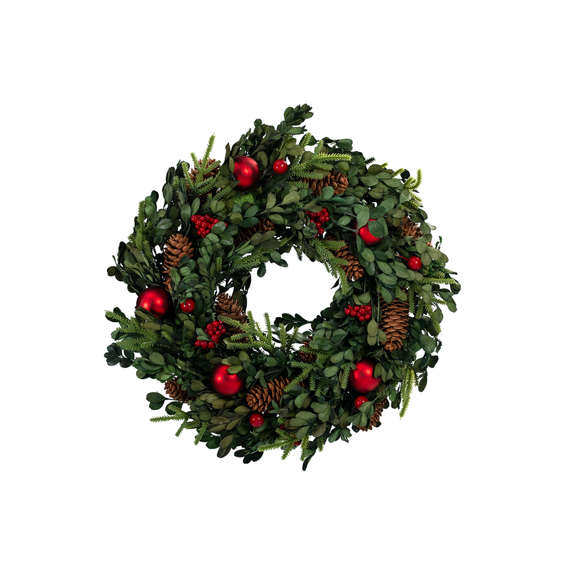 Bauble Decorated Green Christmas Wreath