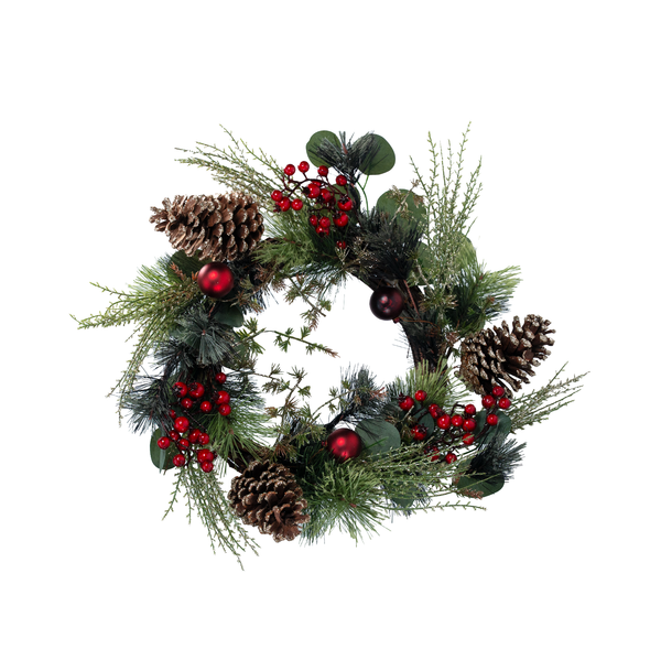 Christmas Decor & Pine Tree Decorated Wreath