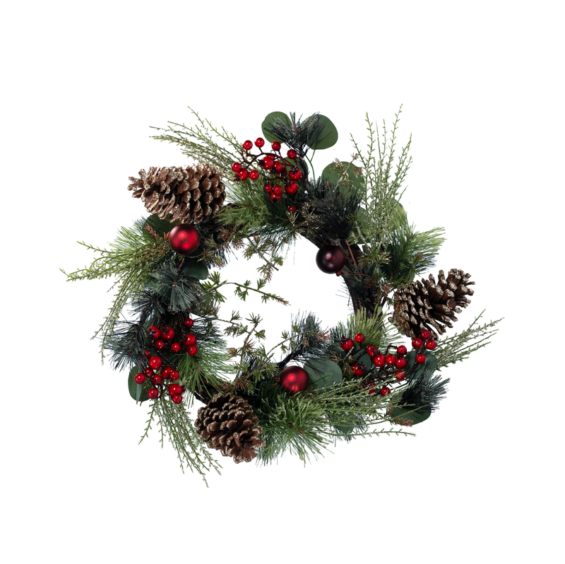 Christmas Decor & Pine Tree Decorated Wreath