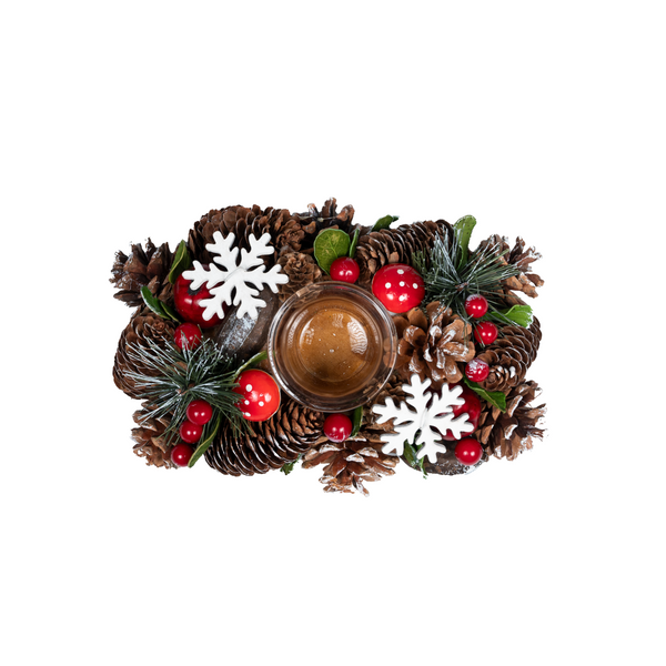 Christmas Decorated Candle Holder Setup