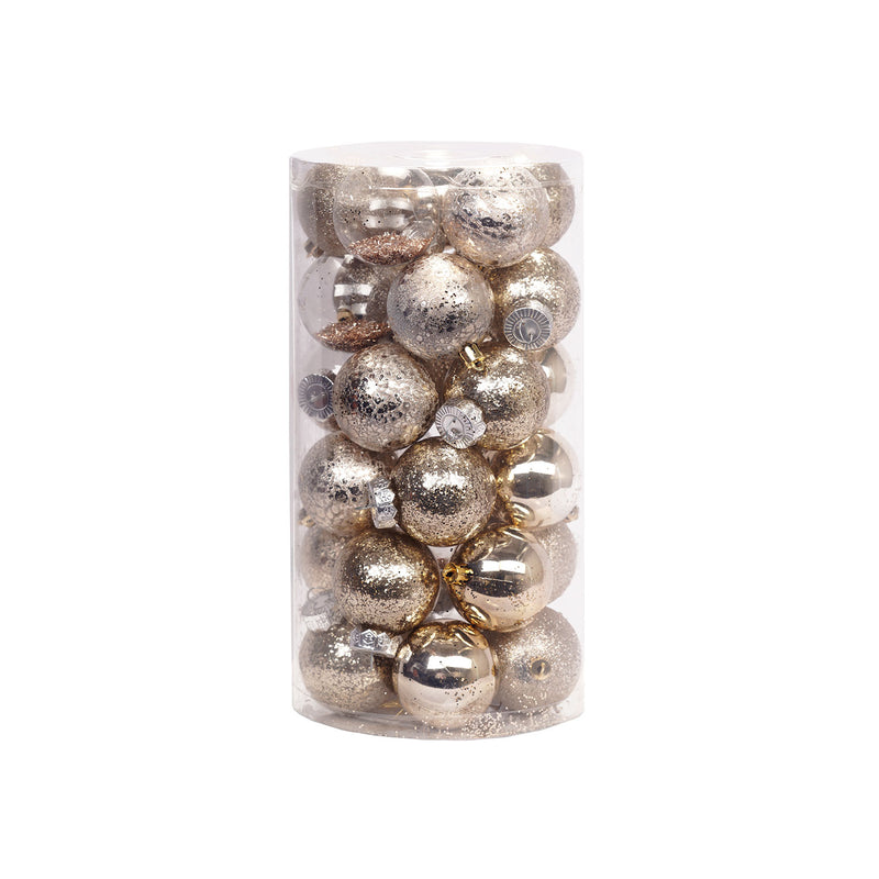Set of 30 Decorative Christmas baubles- 6cm (Champagne)