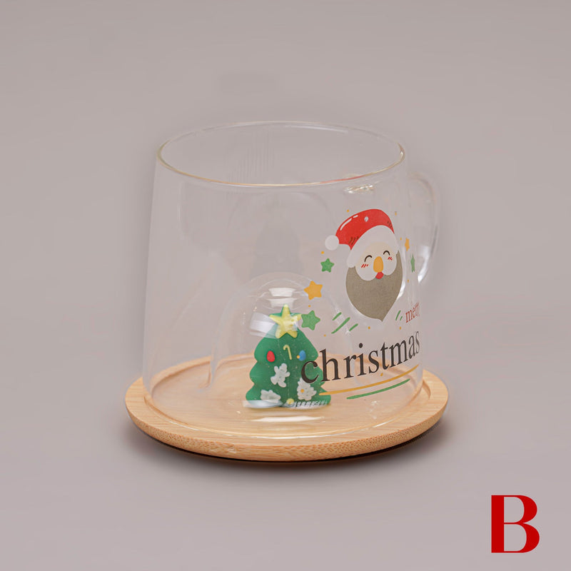 Christmas Glass Mug With Xmas Tree Lid