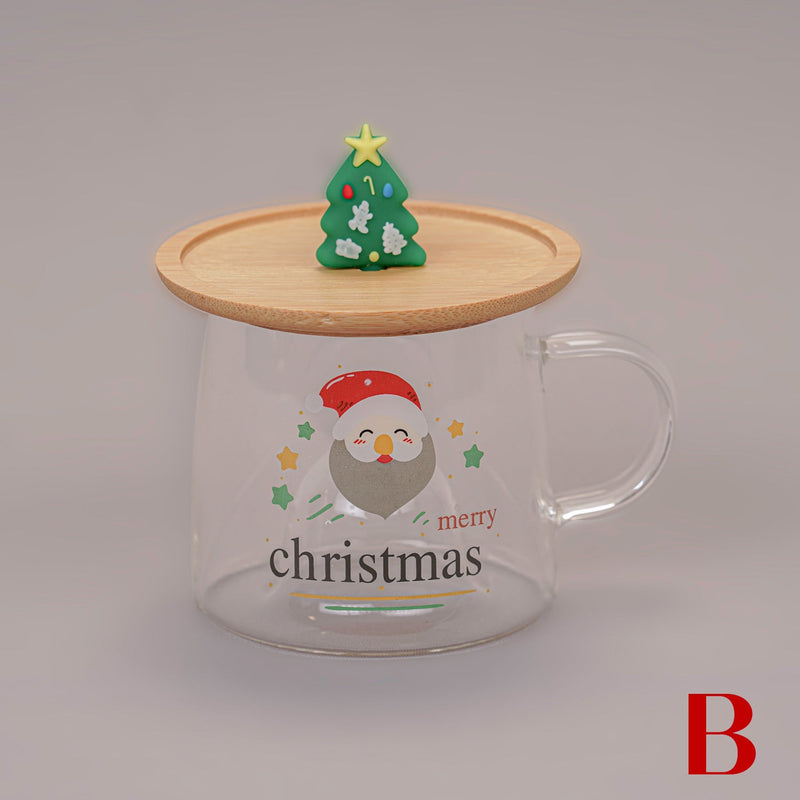 Christmas Glass Mug With Xmas Tree Lid