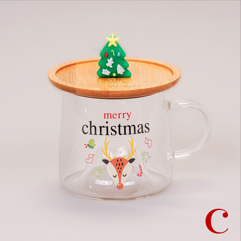 Christmas Glass Mug With Xmas Tree Lid