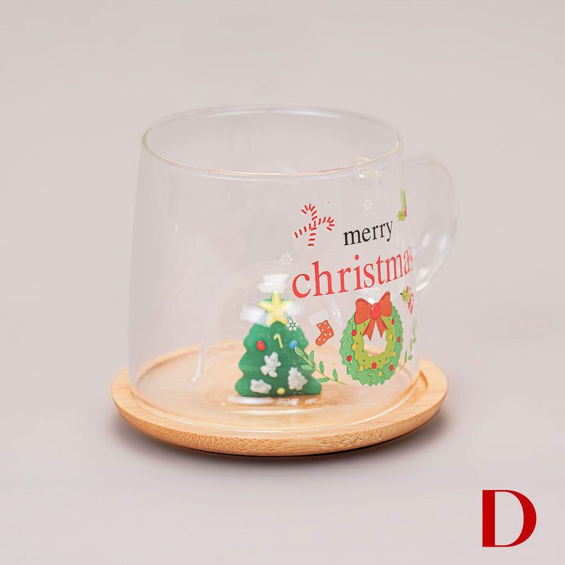 Christmas Glass Mug With Xmas Tree Lid