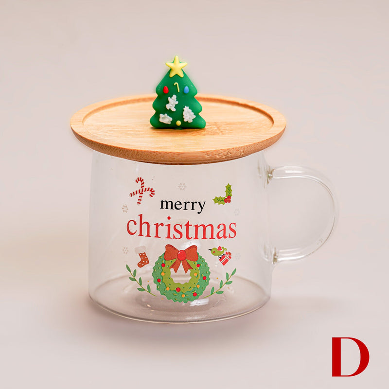 Christmas Glass Mug With Xmas Tree Lid