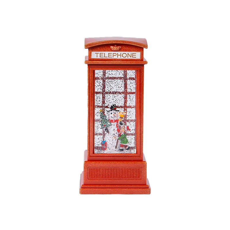 Red Musical Telephone Booth Snow lamp - Snowman