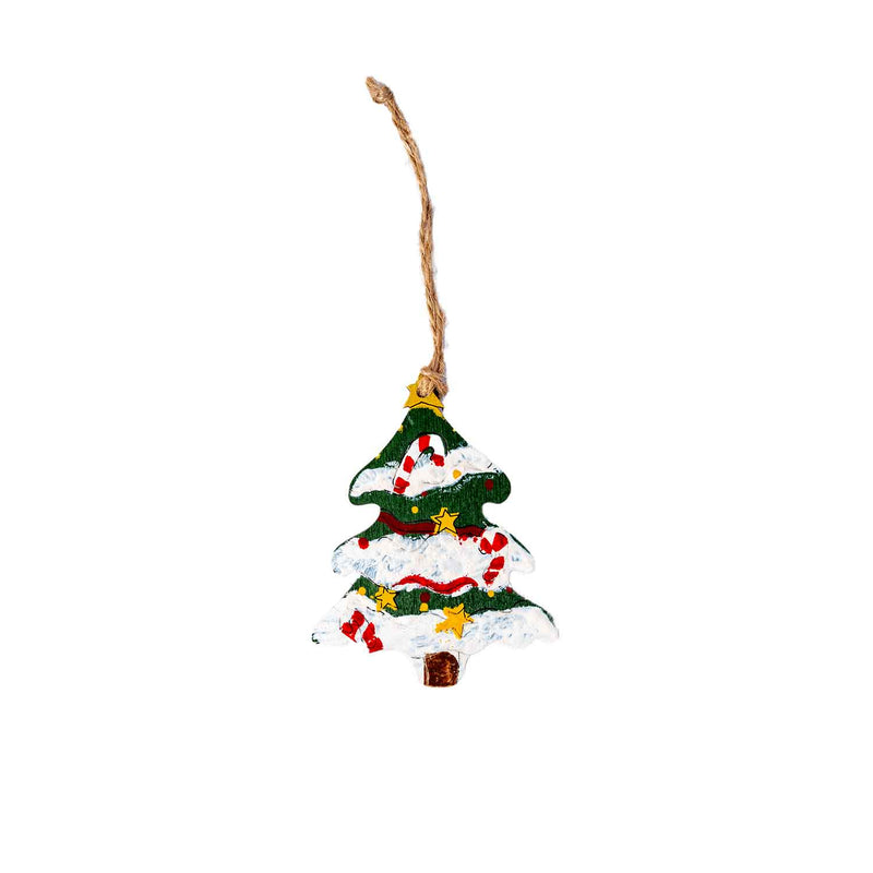 Set of 2 Wooden Christmas Tree Ornament