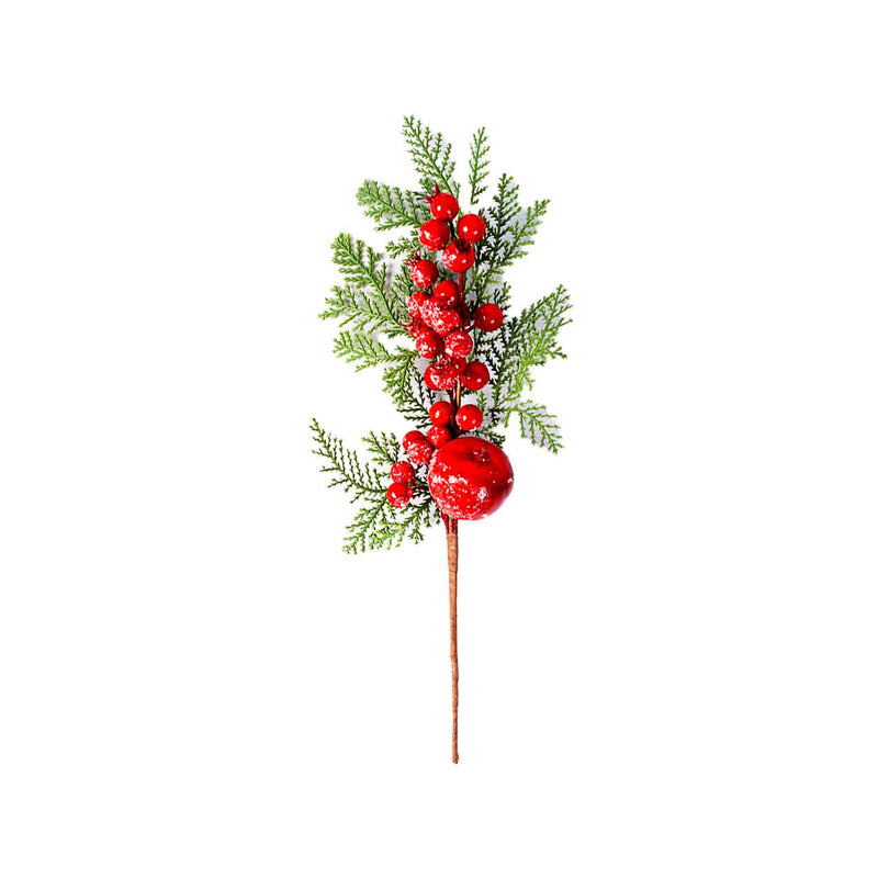 Decorative Christmas Fern With Snow & Cherries