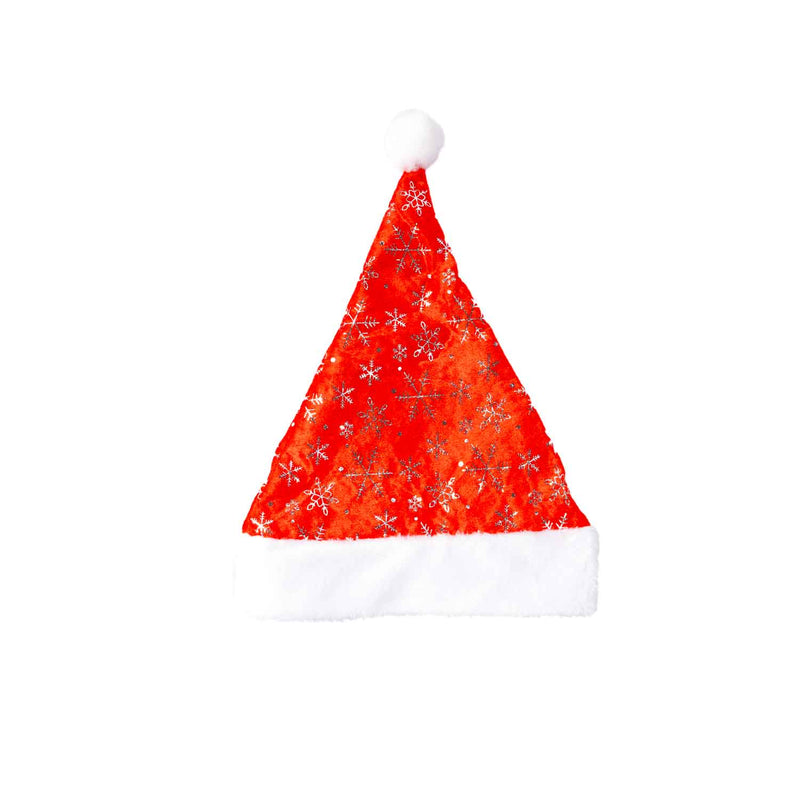 Red Chrismas Hat with Silver Snowflakes