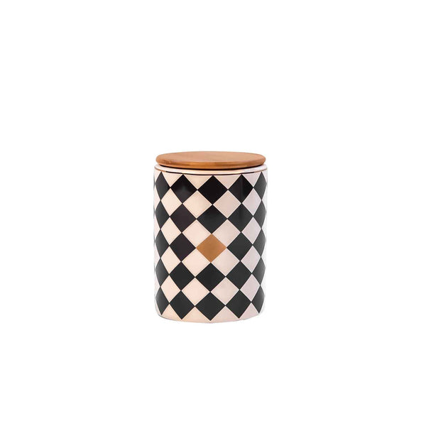 Checked Ceramic Jar - Small