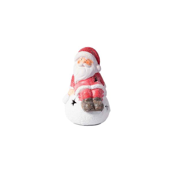 LIT Ceramic Santa with Snow