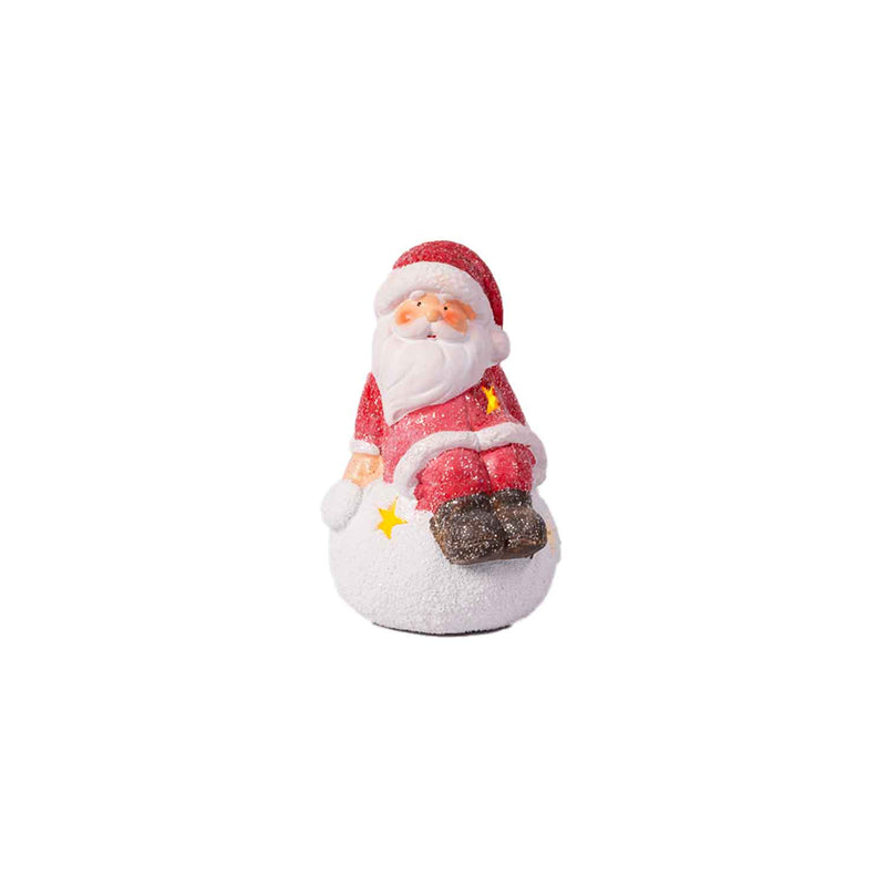 LIT Ceramic Santa with Snow