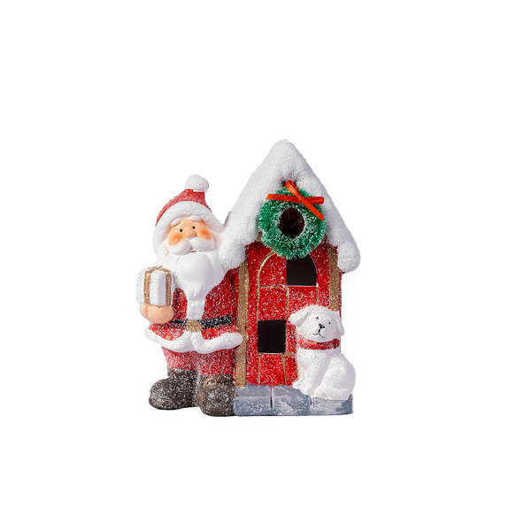 LIT Ceramic Santa House