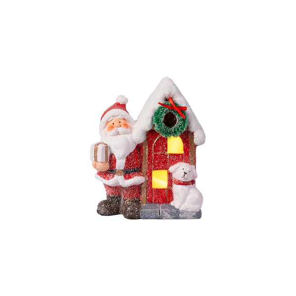 LIT Ceramic Santa House