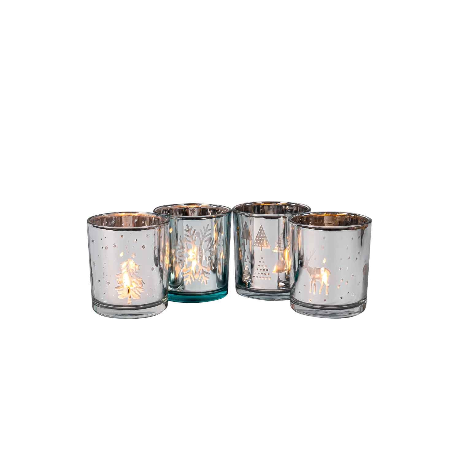 Frosted Glass Christmassy Candle Holder – World of Christmas