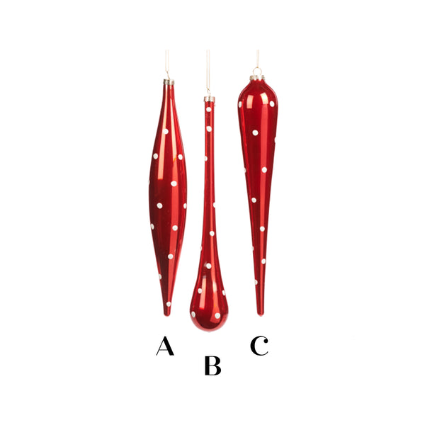 Red Polka Dot Glass Icicle